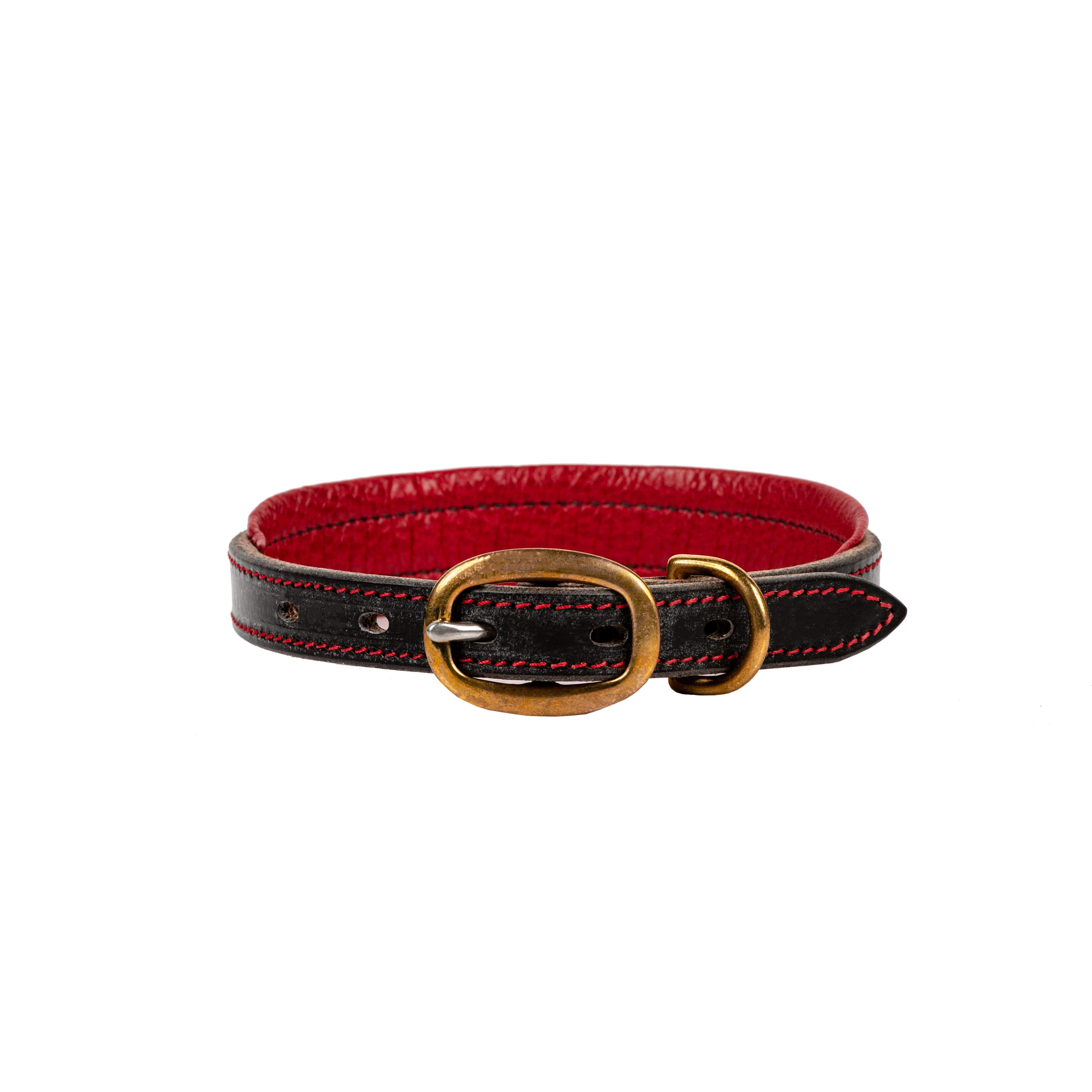 Black Dog Collar with Red Accents - Houndztooth Australia