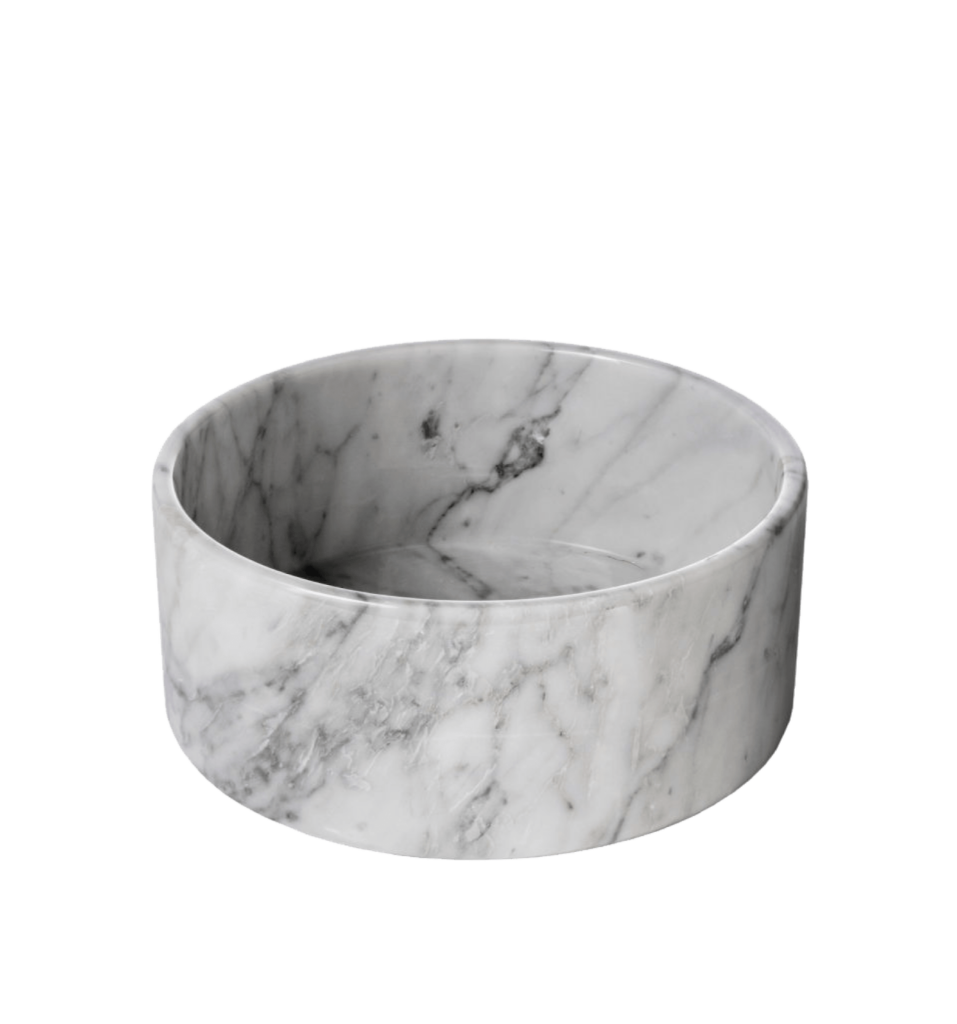 Marble Dog Bowls - White Carrara
