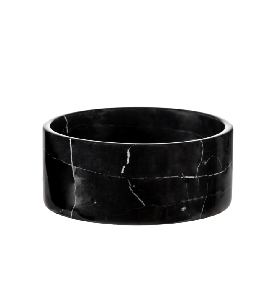 Black Carrara Marble Dog Bowls