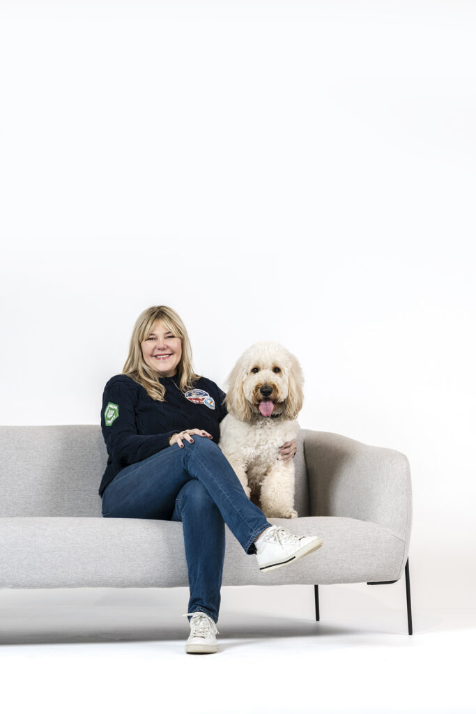 Houndztooth Media and Press page featuring founder Rachael Tricarico and dog Lenny