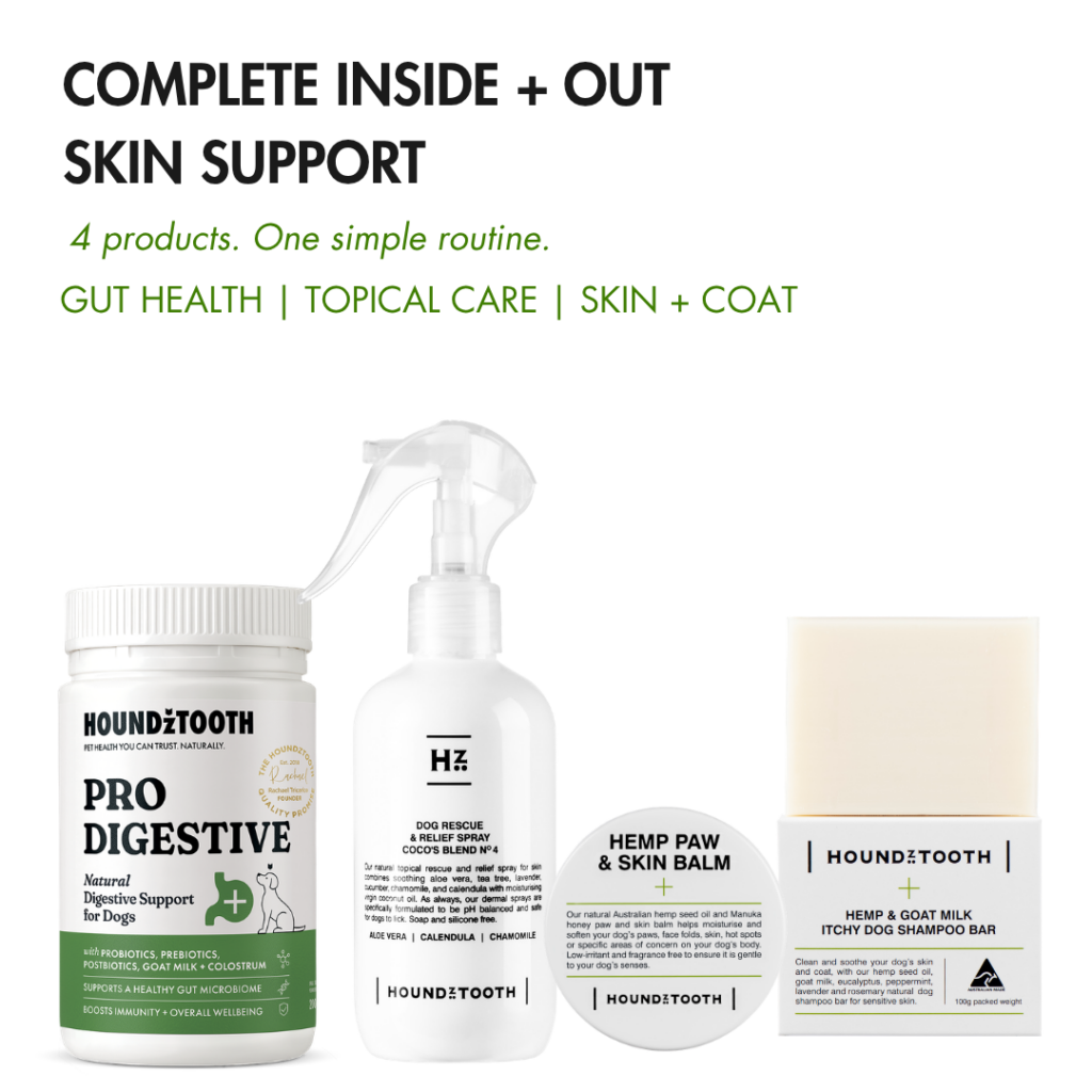 Houndztooth Itchy Skin Support Bundle – complete inside and out skin care routine for dogs