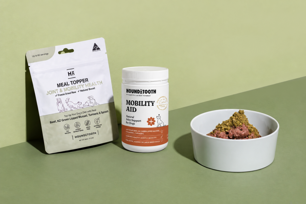 Houndztooth joint and mobility products with New Zealand green-lipped musse